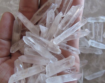 Quartz Crystal Points - Long Wand Crystals Jewelry Points 1 - 1.5" / 5-8mm, Natural Unpolished Bulk Crystal Wholesale Lots, jewelry making