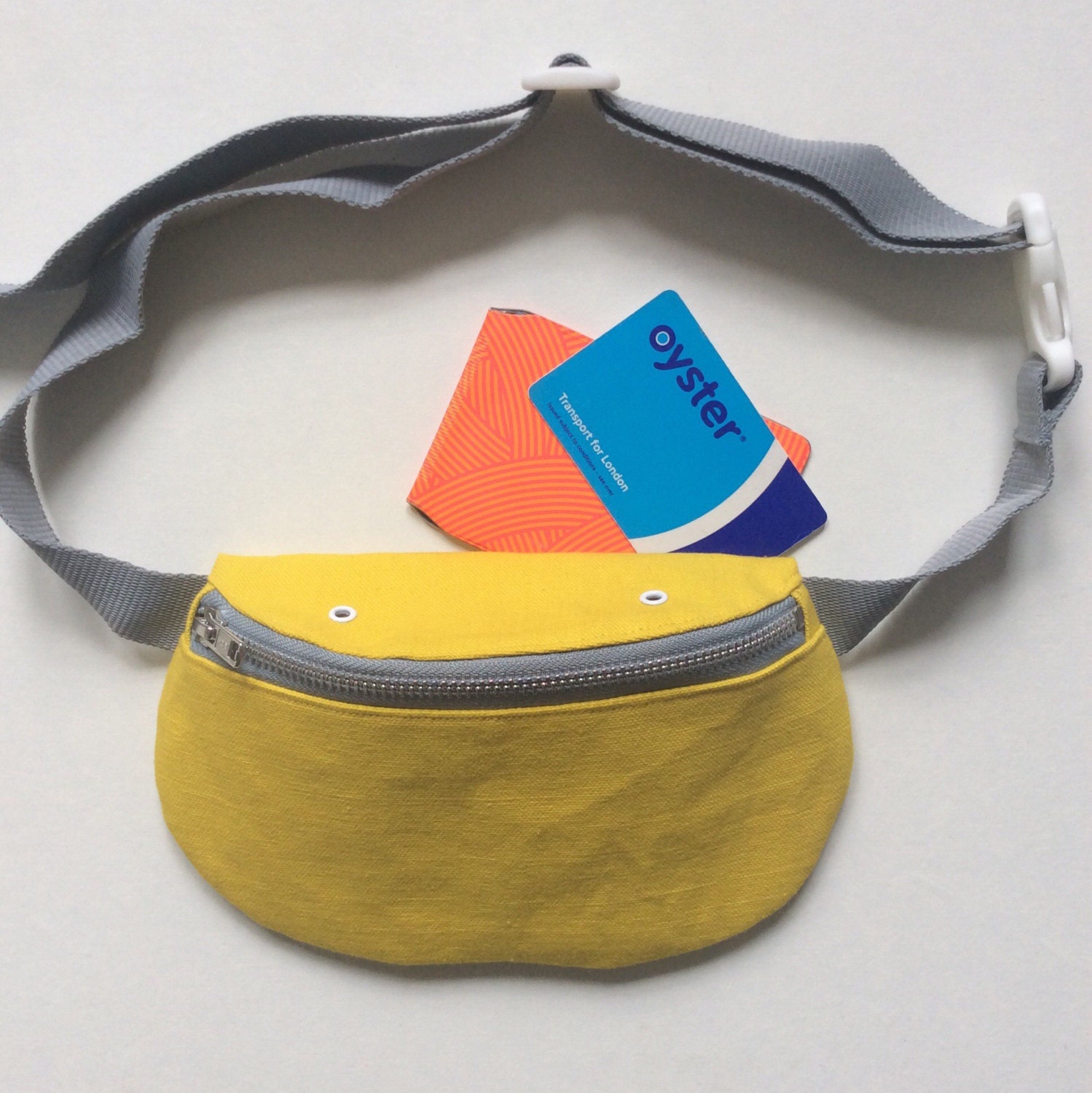 Yellow bumbag hip bag fanny pack cotton canvas handmade