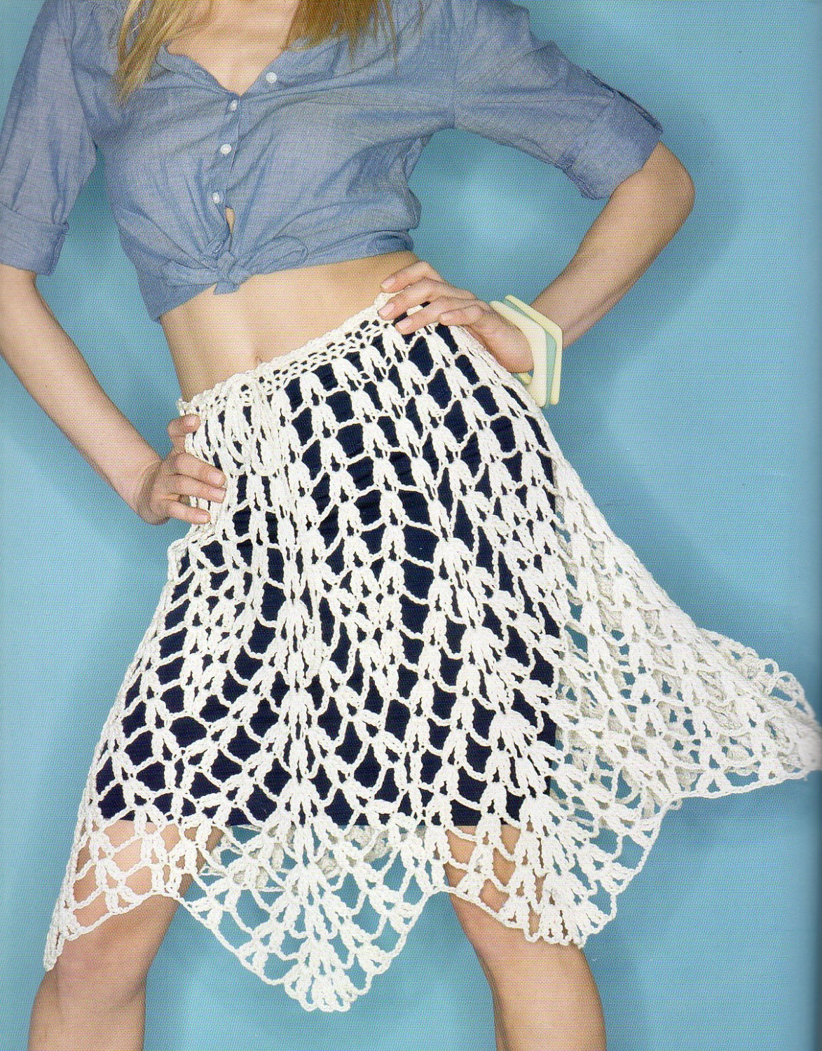 Chevron Full Skirt Crochet Pattern Womens Scallop Cluster