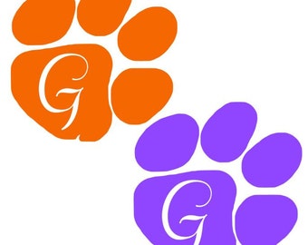 Clemson decal, clemson tigers, tiger decal, purple clemson, orange clemson, clemson initial, clemson car, orange blood