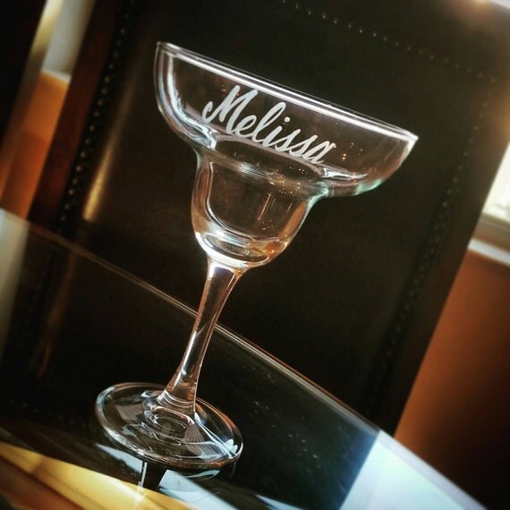 Hand Engraved Personalized Margarita Glass