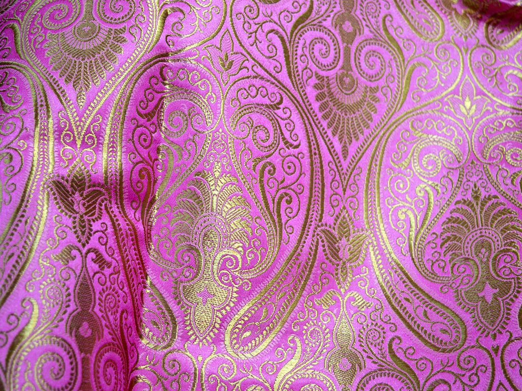 Taffy Pink Brocade Fabric by the Yard Banarasi Silk Fabric