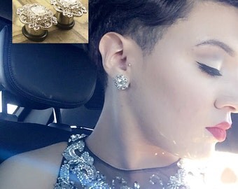 Plugs Gauges - Square Antique Style Crystal Plugs - 4ga (5mm), 2ga (6mm), 0ga (8mm), 00ga (10mm)