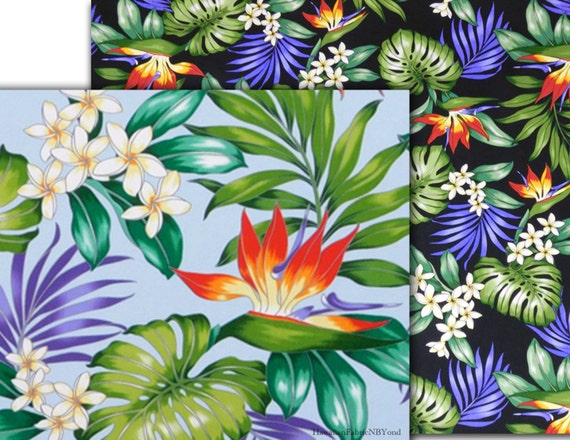 Bird of Paradise Fabric Tropical Floral by