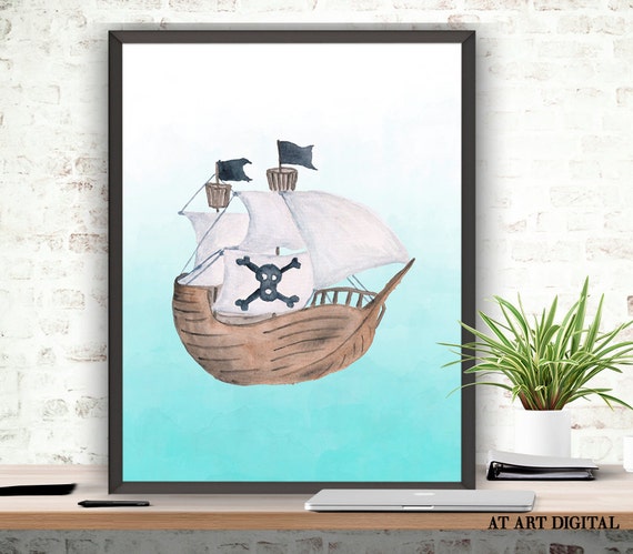 Pirate Ship Print Instant Download Printable Art Pirate