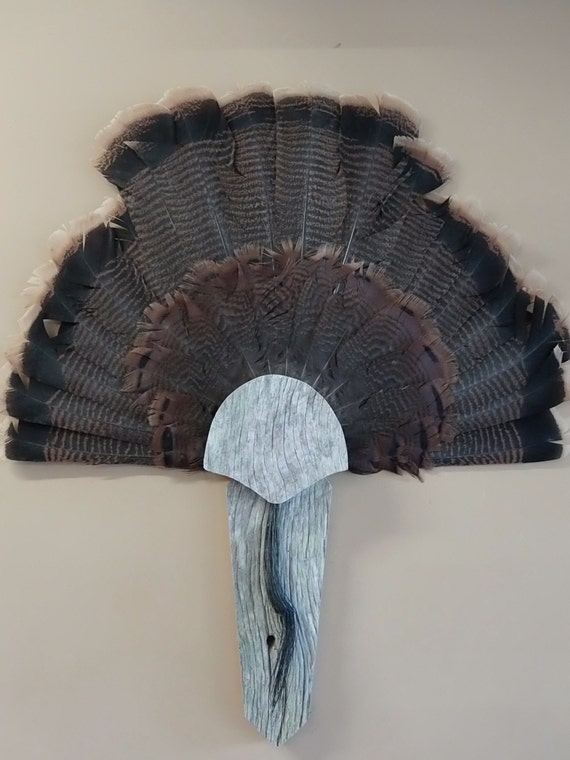 Turkey fan and beard mount display plaque reclaimed barnwood