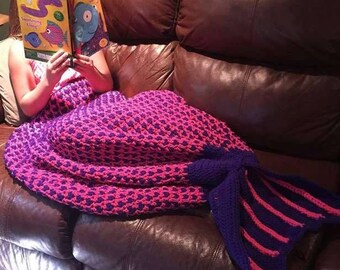 Crochet Mermaid Tail Lapghan, Mermaid Tail Cuddle Sac 7-15 year old size. Mermaid Blanket, Crochet Mermaid Tail Pattern for Children
