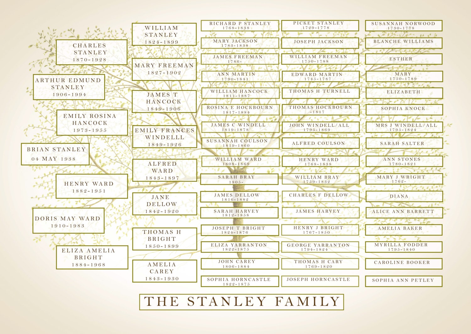 Custom Family Tree Personalised Family Print Ancestry Chart