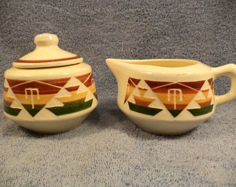 Native American Sioux Indian Pottery Creamer And Sugar Artist Signed