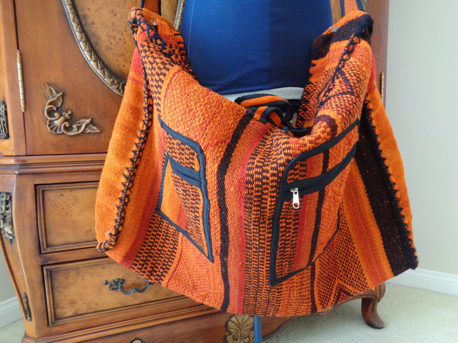 Wool Shoulder Bag Messenger Duffle Handmade Peru Extra Large