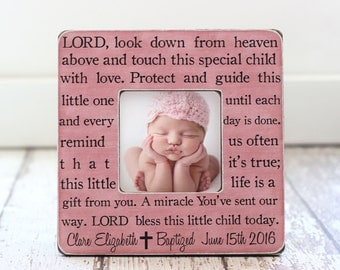 Baptism Gift for a GIRL Personalized Picture Frame Godchild Godson Goddaughter Baptism Christening Dedication Baby GIFT Prayer