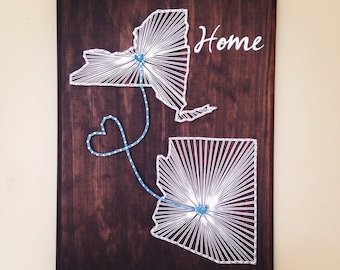 Two state, two hearts string art board