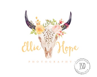 Items similar to Boutique Logo Design Custom Calligraphy Text Flowers ...