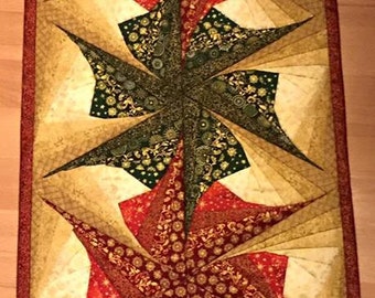 Twisted Log Cabin Poinsettia Table Runner Pattern, Table Runner Pattern, Twisted Log Cabin