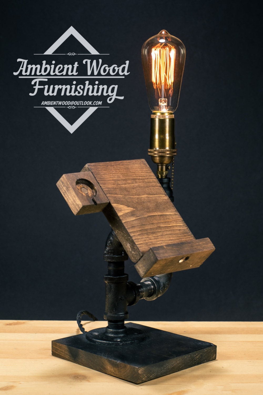 Industrial Pipe Lamp With Apple watch dock charger & Phone 