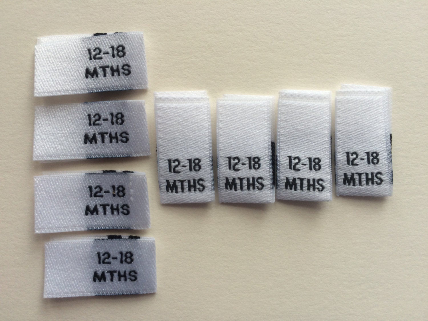 100 Baby Woven Size Labels Tabs Size 12 18 by weavemeabargain