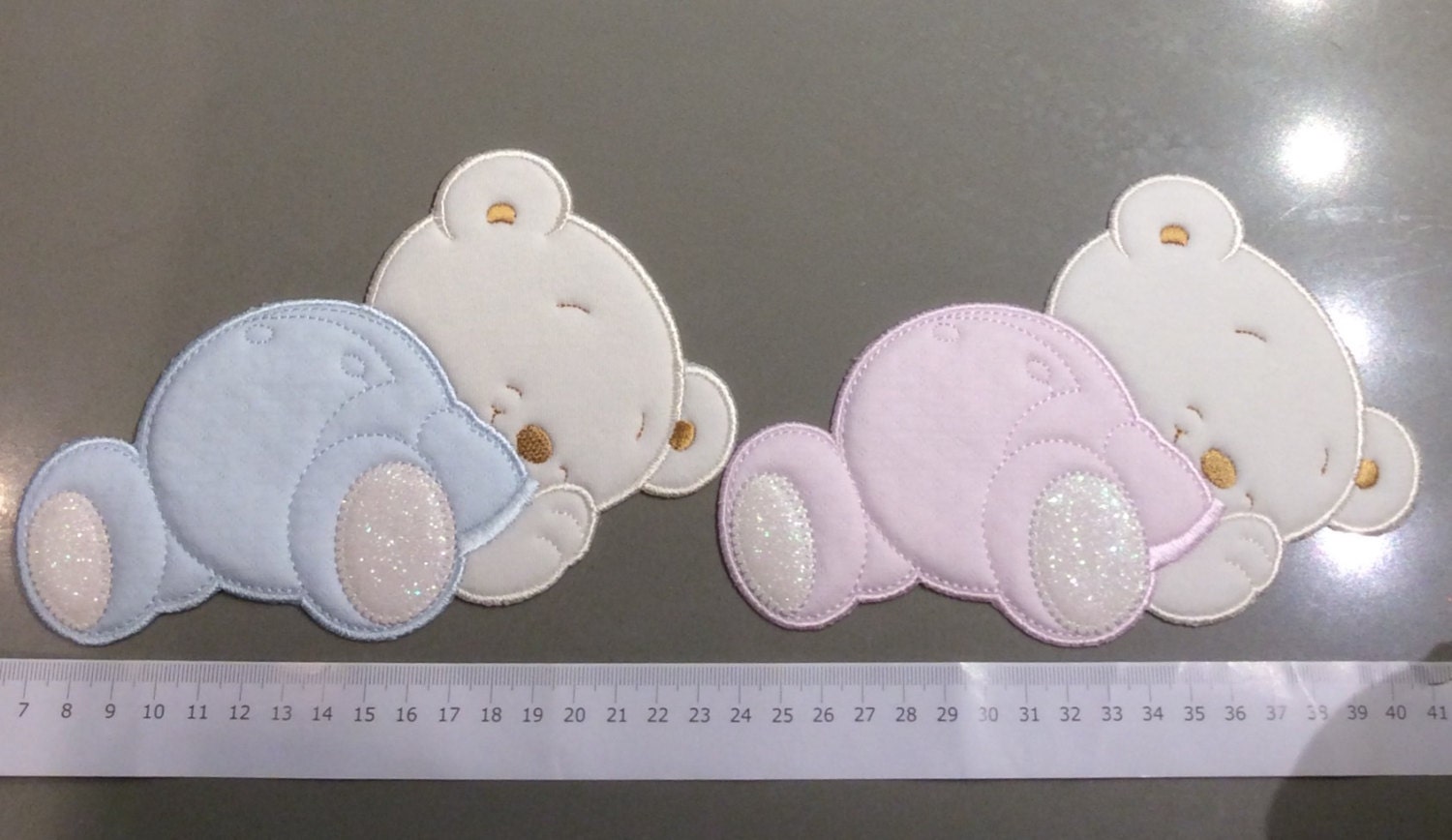 Iron on patch baby newborn blanket sheet birth ribbon clothes 6,7"x4