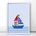 Sailboat Baby Art Nautical Nursery Print Boy Nursery Wall