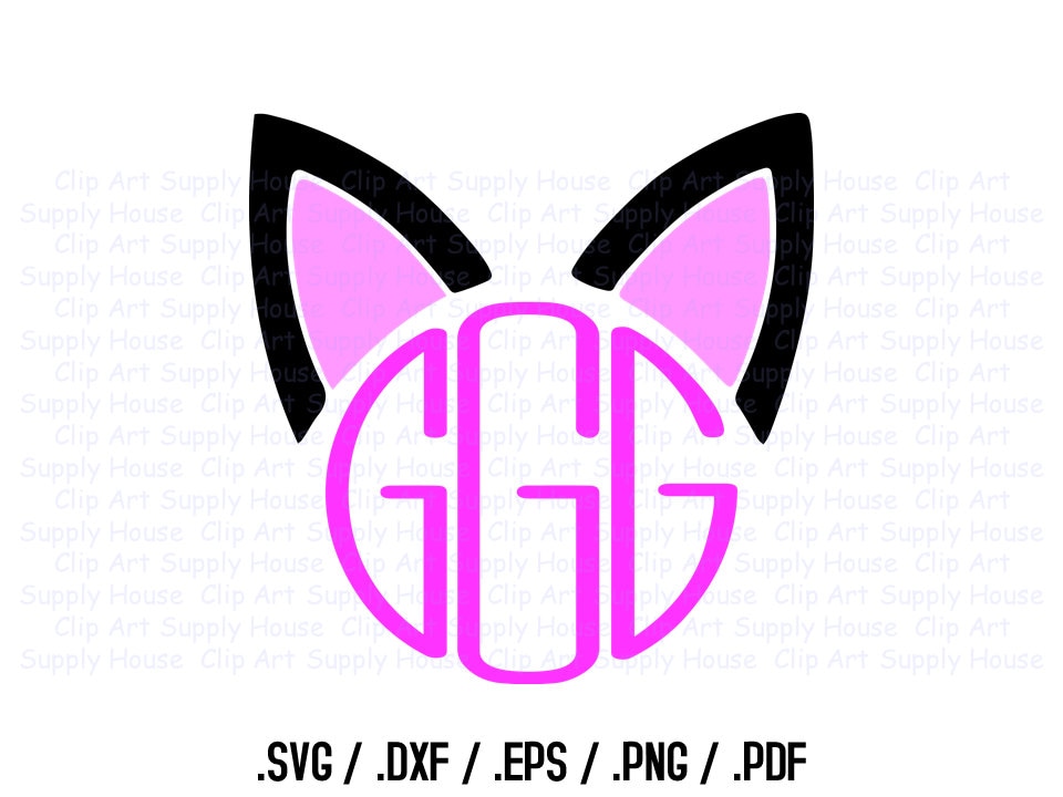 Download Cat Ears Circle Monogram Frame Design Files Use With
