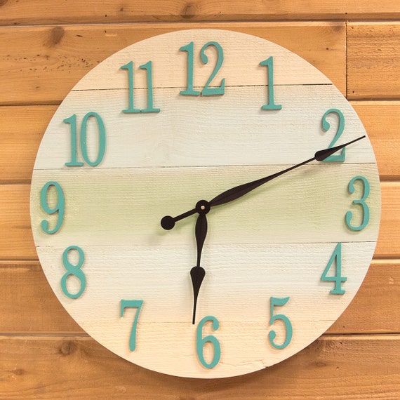 Items similar to Large Round Clock, Beach Wall Clock, 24" Rustic Wall