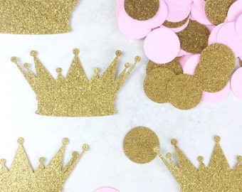 Princess Baby Shower Decorations | Crown Confetti | Baby Girl | Birthday Decorations | Princess Confetti | Gold Glitter | Girl's Birthday