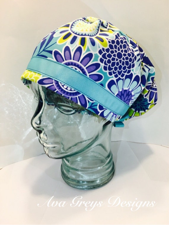 Surgical/Scrub Hat European with Light Teal by AvaGreysDesigns