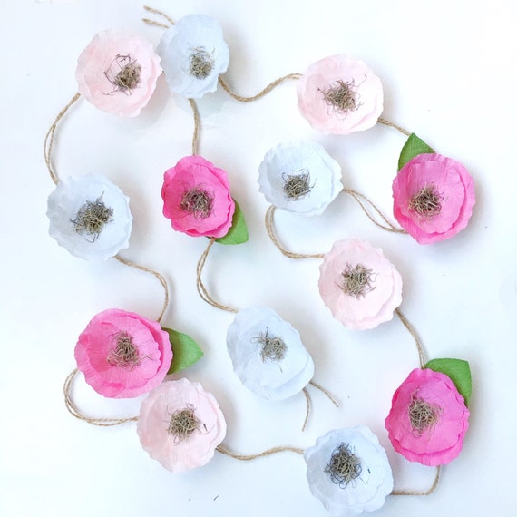 Boho Paper Flower GarlandCrepe Paper Flower by SophiaandRoseCo