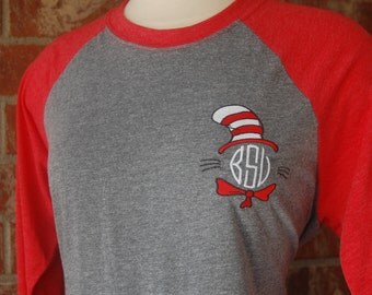 Read Across America-Tee-shirt-Dr Seuss Shirt-Dr Seuss Tee-Teacher Shirt-Teacher Tee-Monogram Teacher Tee-Dr Seuss Birthday