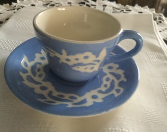 SALE*****CAMEOWARE by Harker Pottery Co USA Demi Cup and Saucer