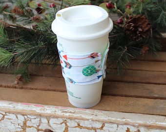 Reusable Coffee Cup Sleeve, Coffee Cup Cozy, Arrow Coffee Cup Cozy, Ready to Ship