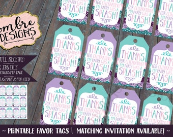 Mermaid Party, Decor, Mermaid Favor Tags, Loot Bag Tags, Favor Bag, Tag, Mermaid Birthday Decorations, Printable