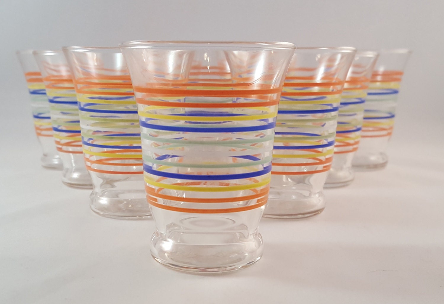 SALE Libbey Vintage Striped Juice Glasses Set of 10