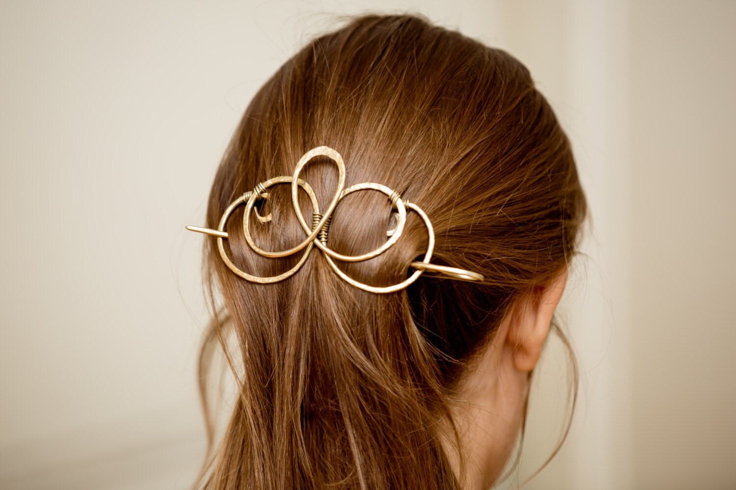 Brass Hair slide Barrette for Hair Metal Ponytail by JahliGallery