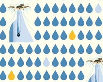 Charley Harper Maritime - Dolfun Organic Fabric - Cream - sold by the 1/2 yard
