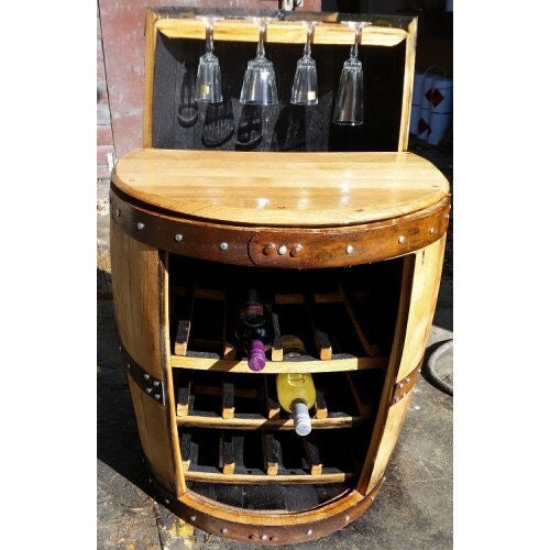 whisky barrel wine rack