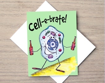 Celebration Card, Science Card, Pun Card, Cell Card, Congratulations Card, Party Card, Nerd Card, Nerdy Card, Biology Card