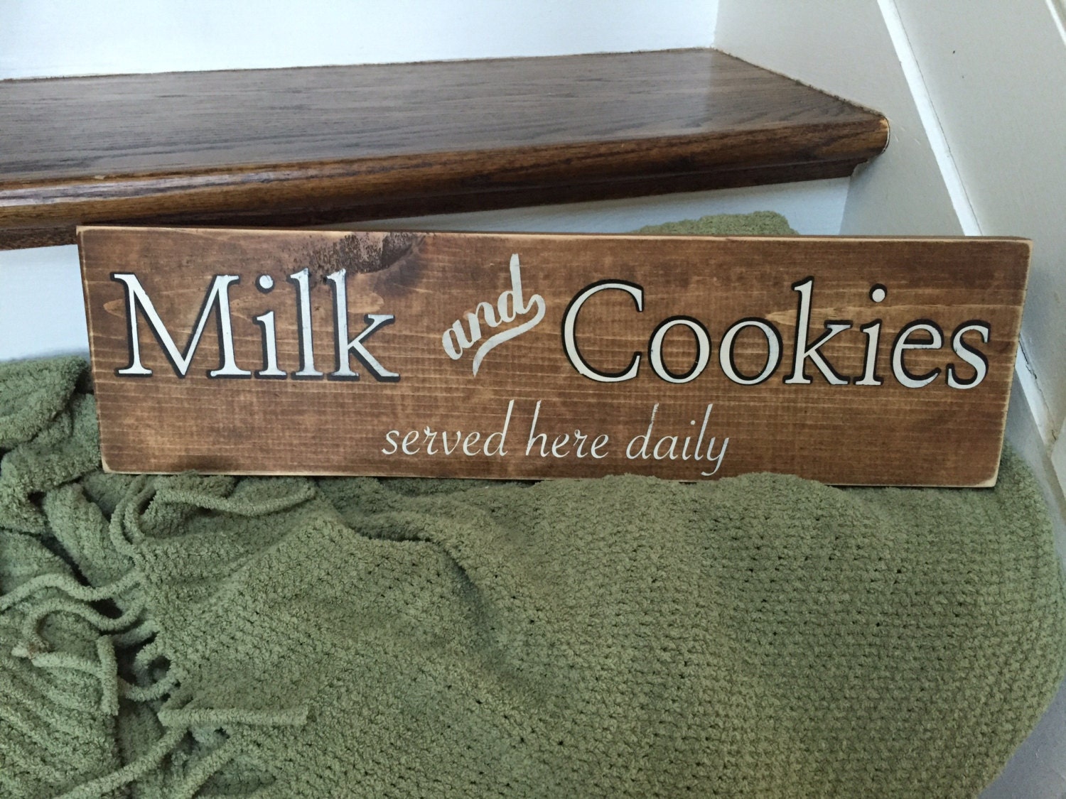 Milk and Cookies Vintage Style Hand Painted Wood Sign