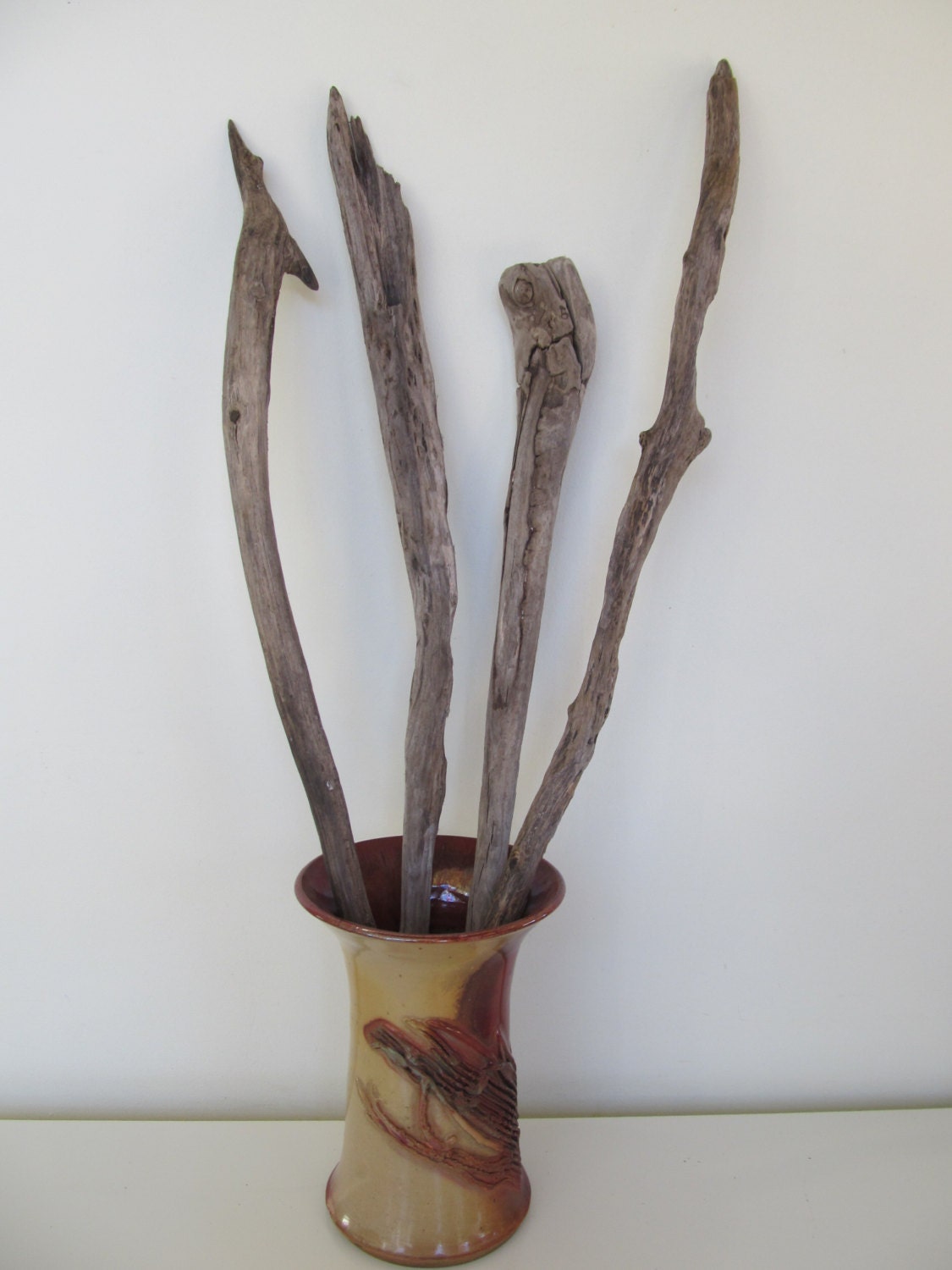 4 Dark Driftwood Branches Vase Filler Drift Wood Pieces Beach