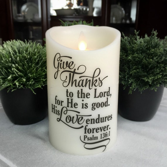 Items similar to Flameless Candle - Christian Decor - Pillar Candle ...