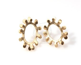 ERG-024-MG/4Pcs-Gear Earpost/ 16m x 18mm /Post Earring /Ear Climbers Earring-Gold Plated over Brass/925 sterling silver post