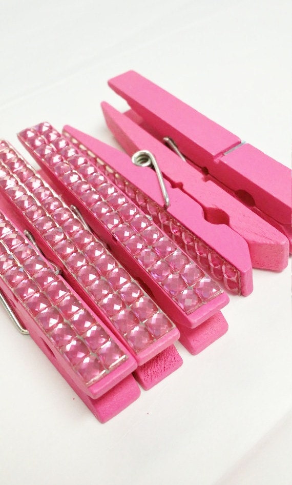 5 Decorative clothespins Memo clips Chip clips pink
