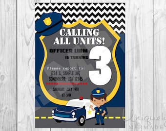 Police Birthday Invitation- Personalized- DIGITAL- Police Birthday Invite- Police- Printable