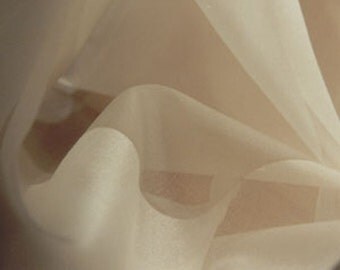 silk organza fabric dark ivory color by the yard, silk organza fabric by the yard, dark ivory color