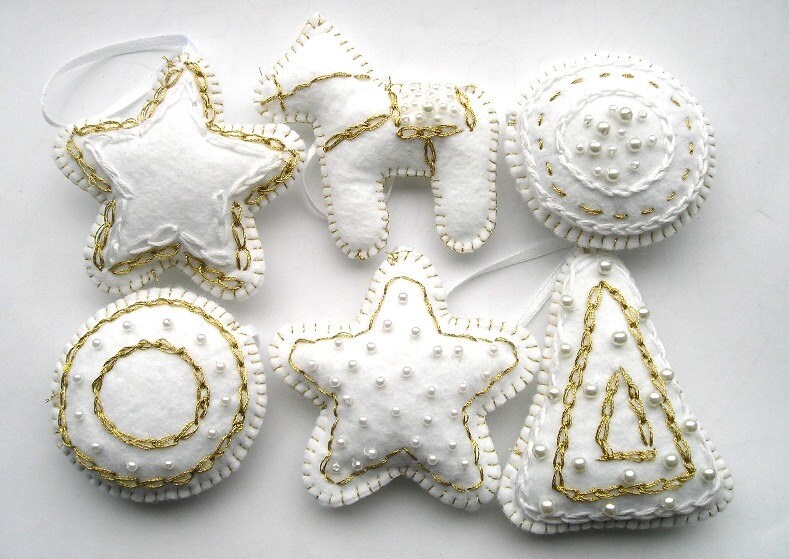 felt ornaments christmas tree ornaments white gold snow set felt ornaments christmas tree ornaments white gold snow set