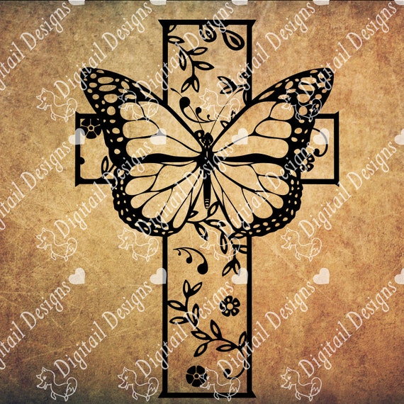 Download Butterfly Cross SVG PNG DXF Eps Fcm Ai Cut file for