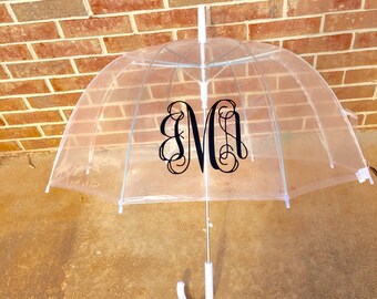 Clear Dome Umbrella Custom Monogram Rain Umbrella Monogrammed Wedding Gift