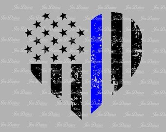 Blue Line Distressed Heart, SVG DXF EPS , Police heart Design, law enforcement file, svg file for Cricut, Silhouette svg, cutting file,