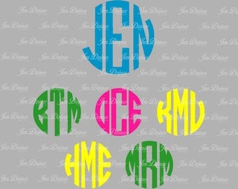 Circle Monogram SVG DXF, Monogram Letters, SVG files for Cricut Silhouette, svg files, Cutting Files, Monogram font, instant download