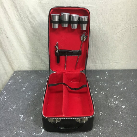 Vintage Travel Cocktail Case Travel Bar To Go and Accessories