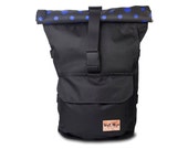 Roll Top EVERYDAY BACKPACK (Blue Dotted, One Strap)